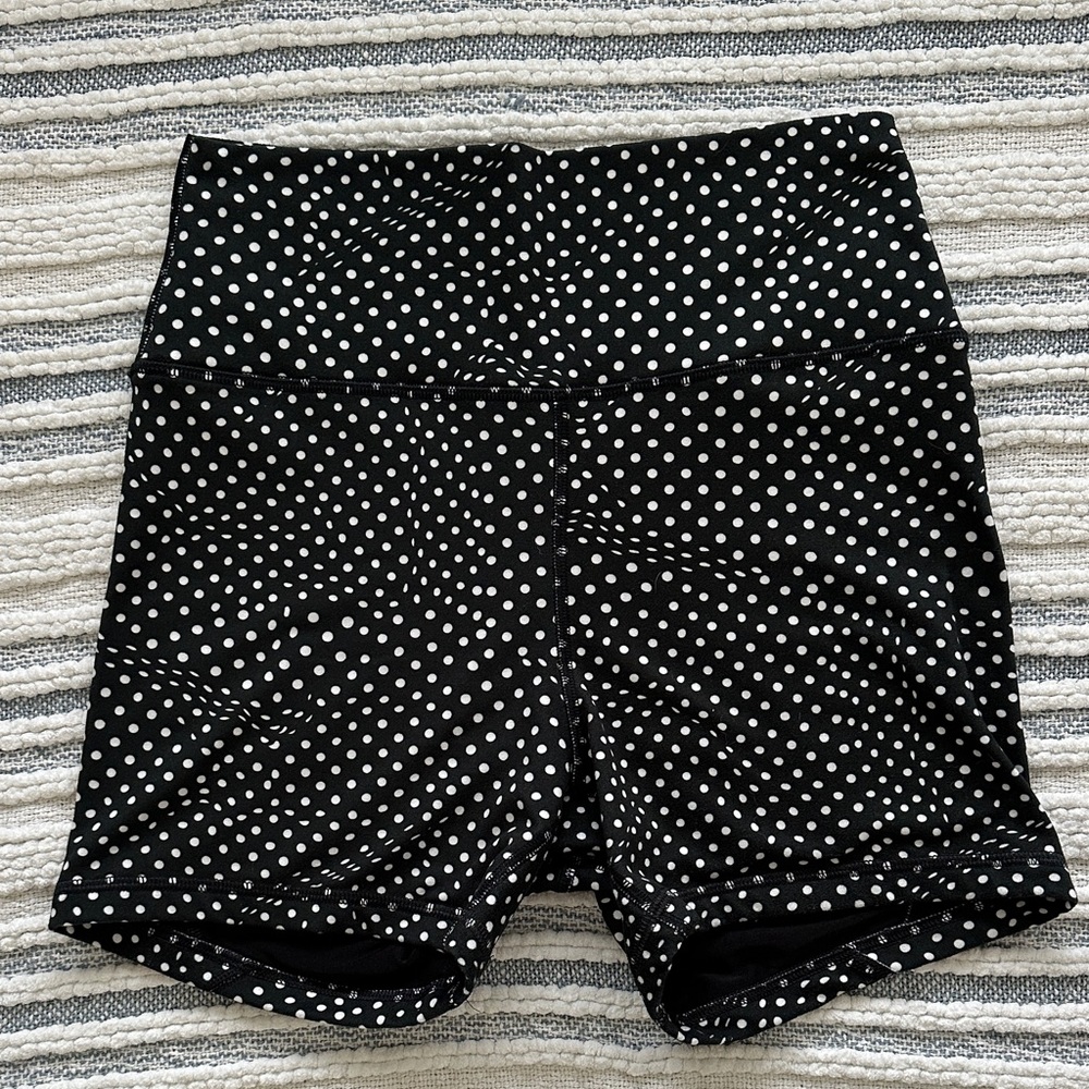Fleo Black and White Polka Dot Athletic CrossFit Weight Lifting Gym Shorts